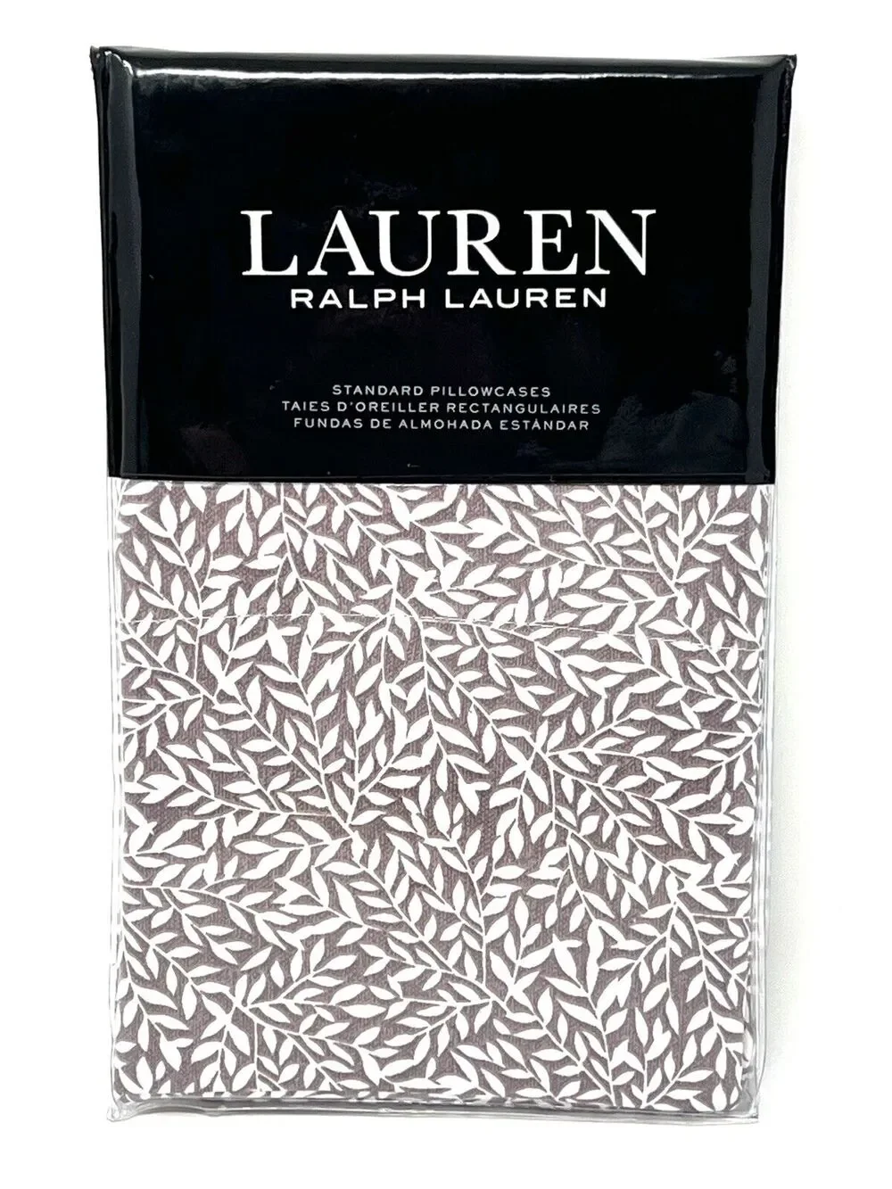 Ralph Lauren Spencer Leaf Sateen 2 STANDARD Pillowcases Deep Lavender Purple NIP